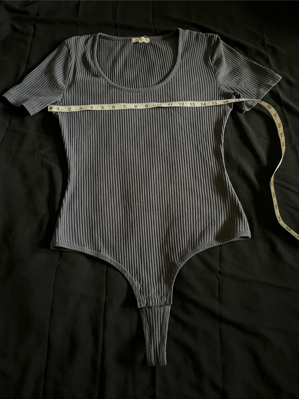 Madewell Ribbed Scoop Neck Bodysuit - Charcoal Gray